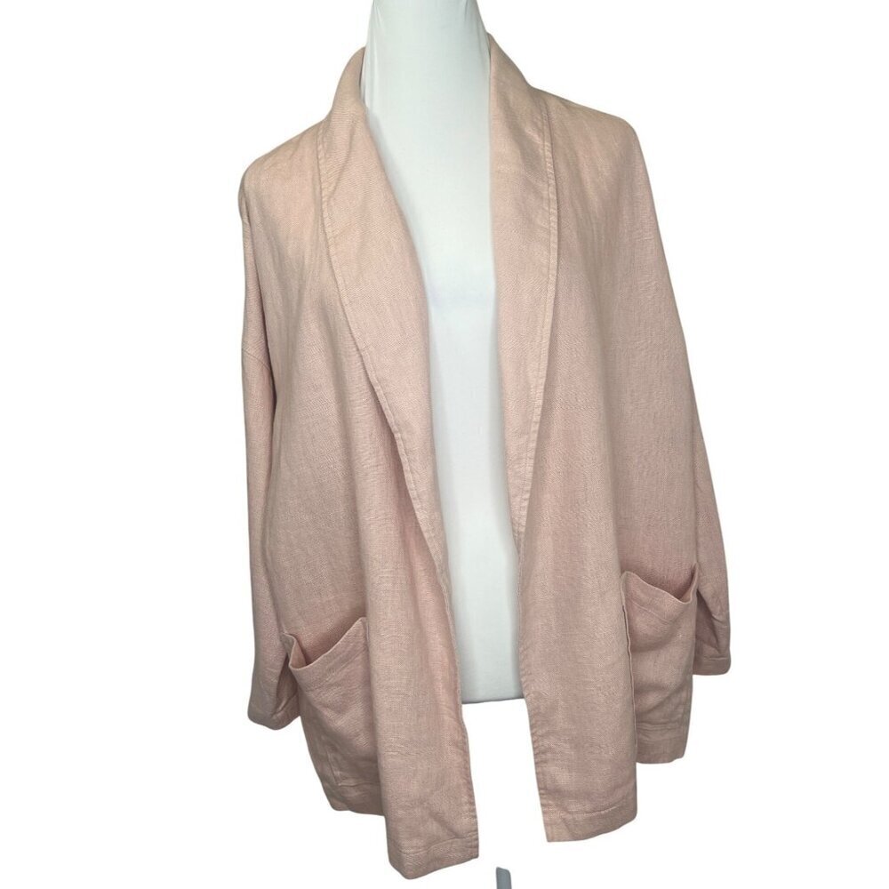 Eileen Fisher Open Blazer Linen Blush Pink Color Size MED